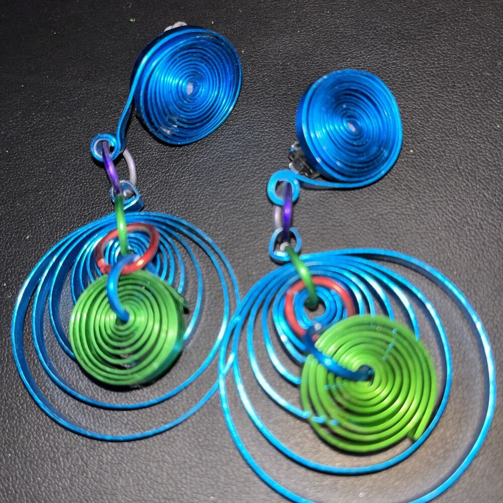 Vintage Metal Colorful Sprial Earrings